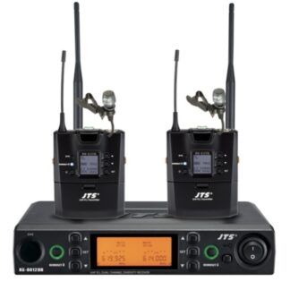 JTS RU-8012DB/RU-G3TB+CM-501x2 UHF PLL Dual Channel Diversity Lapel Wireless Microphone System with REMOSET and BNC antenna, 823-86