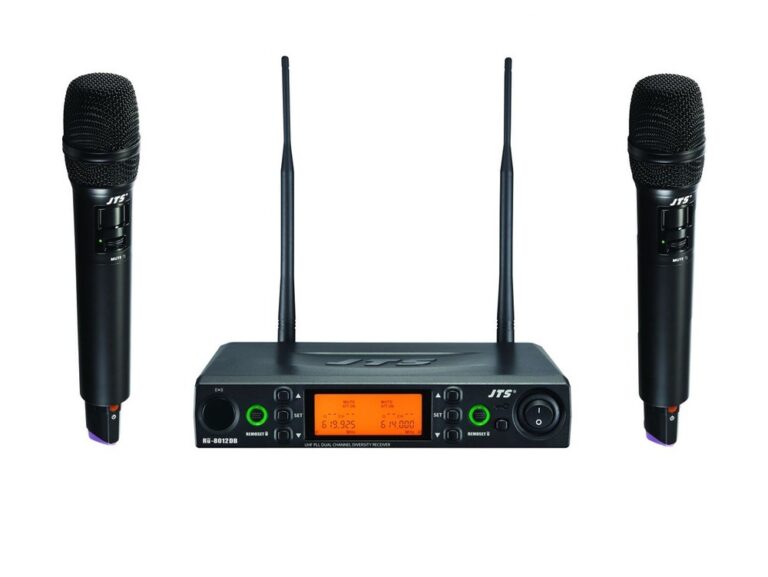 JTS RU-8012DB/RU-G3THx2 UHF PLL Dual Channel Diversity Handheld Wireless Microphone System with REMOSET and BNC antenna