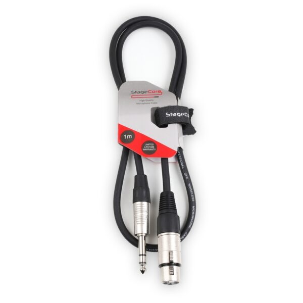 StageCore CORE162LU1BK 6.35mm Stereo Jack Plug - Female XLR Connector, Professional Audio Cable