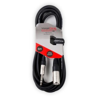 StageCore CORE163LU6BK 6.35mm Stereo Jack Plug - Male XLR Connector, Professional Audio Cable