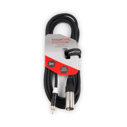 StageCore CORE171LU3BK Male XLR Connector - Male RCA Phono Plug, Professional Audio Cable