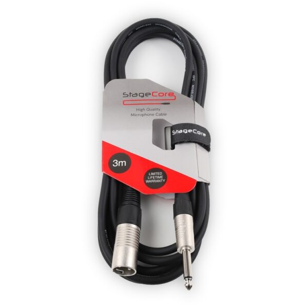 StageCore CORE301LU3BK 6.35mm Mono Jack Plug - Male XLR Connector, Professional Audio Cable