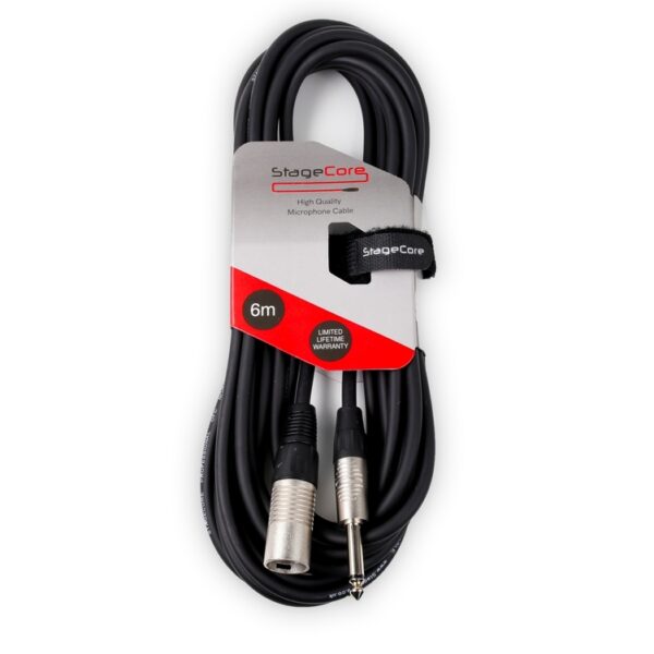 StageCore CORE301LU6BK 6.35mm Mono Jack Plug - Male XLR Connector, Professional Audio Cable