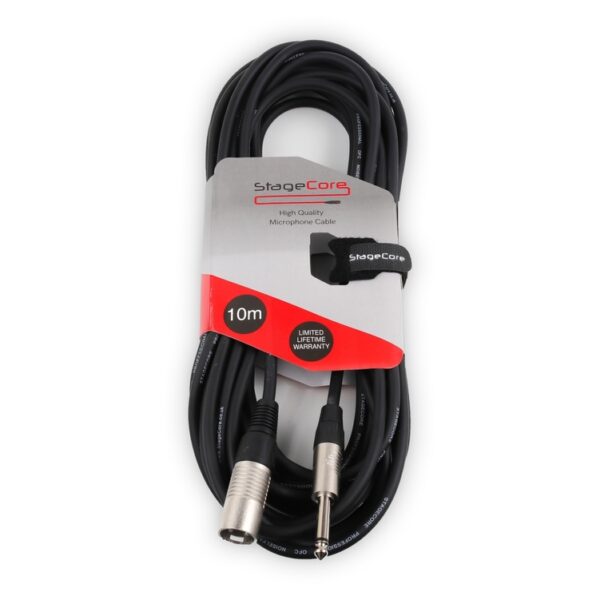 StageCore CORE301LU10BK 6.35mm Mono Jack Plug - Male XLR Connector, Professional Audio Cable