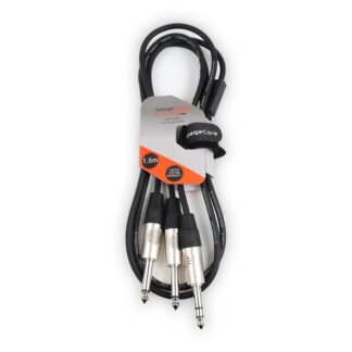 StageCore iCORE210LU15 6.35mm Stereo Jack Plug - 2x 6.35mm Mono Jack Plugs, Professional Audio Signal Cable
