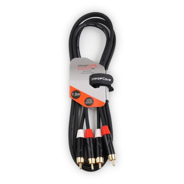 StageCore iCORE250LU15 2x Male RCA Plugs - 2x Male RCA Phono Plugs, Professional Audio Signal Cable