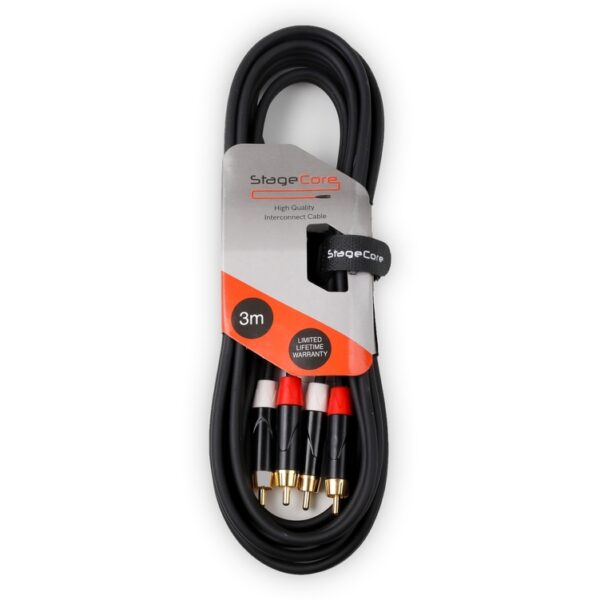 StageCore iCORE250LU3 2x Male RCA Plugs - 2x Male RCA Phono Plugs, Professional Audio Signal Cable