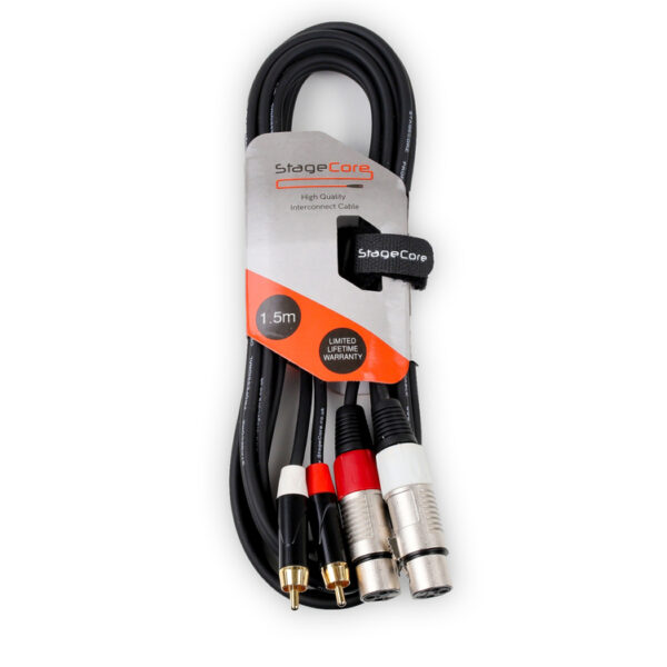 StageCore iCORE380LU15 2x Female XLR Connectors - 2x Male RCA Phono Plugs, Professional Audio Signal Cable