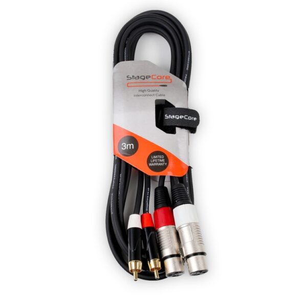 StageCore iCORE380LU3 2x Female XLR Connectors - 2x Male RCA Phono Plugs, Professional Audio Signal Cable