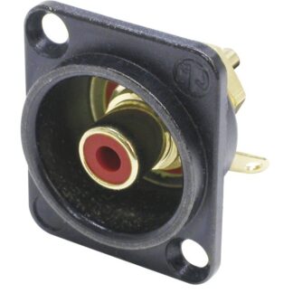 Neutrik NF2D-B-2 Phono socket in black chrome D-shape housing red