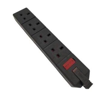 Masterplug ELS134B-01 Masterplug 4 Gang 13A HD TSKT FUSED + IND BLACK