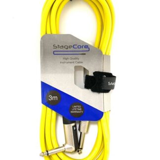 StageCore CORE140LU3YE 6.35mm Angled Mono Jack Plug - 6.35mm Straight Mono Jack Plug, Instrument Cable