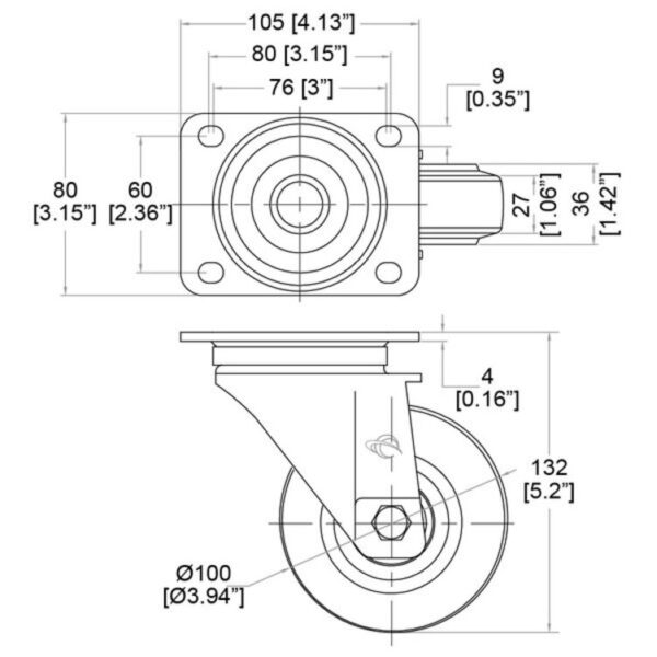 StageCore KBW-1004S 4 Wheel Castor Set (2 Braked - 2 Unbraked) - Image 4