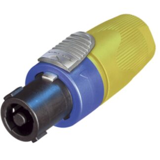 Neutrik NL4FX-4 4 pole cable connector, chuck type strain relief, yellow bushing