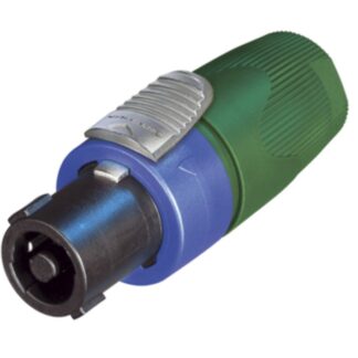Neutrik NL4FX-5 4 pole cable connector, chuck type strain relief, green bushing