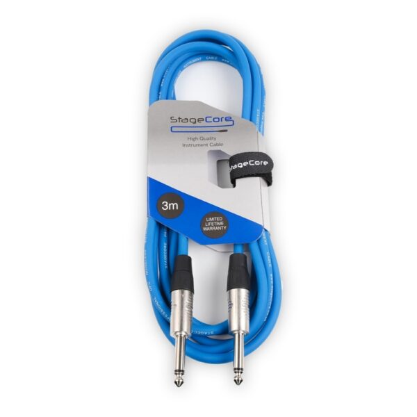 StageCore CORE100LU3BL StageCore Pre-made 6.35mm-6.35mm Mono Jack Instrument Cable, LU3, BLUE