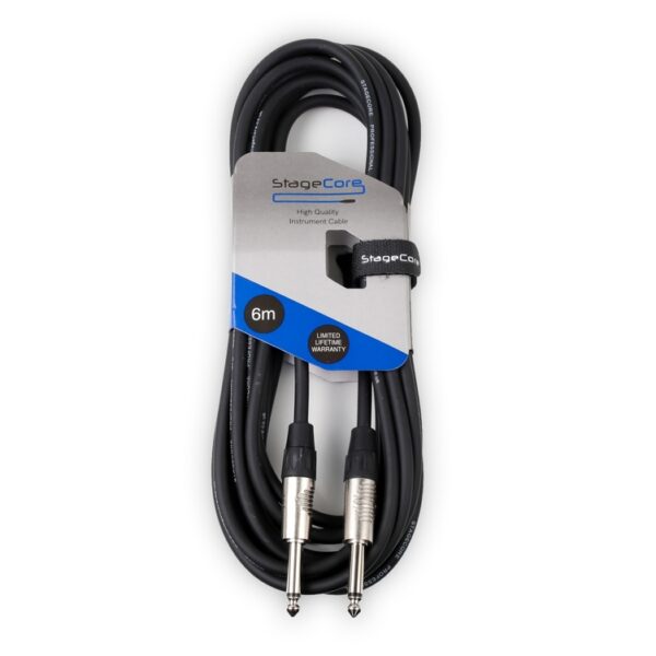 StageCore CORE100LU6-BK StageCore Pre-made 6.35mm-6.35mm Mono Jack Instrument Cable, LU6, BLACK