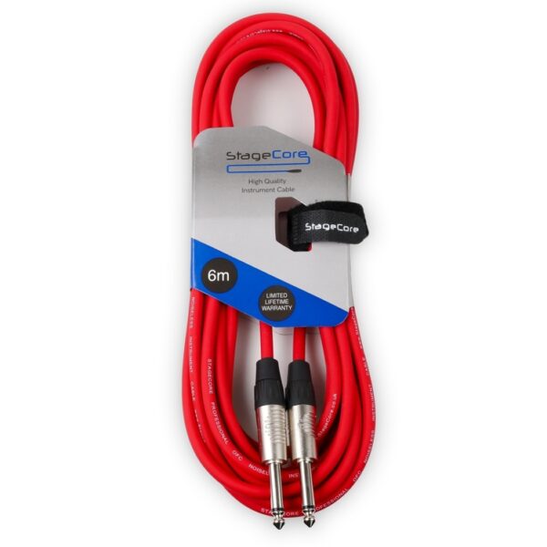 StageCore CORE100LU6-RD StageCore Pre-made 6.35mm-6.35mm Mono Jack Instrument Cable, LU6, RED