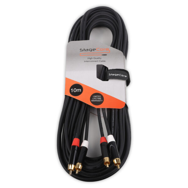 StageCore iCORE250LU10 2x Male RCA Plugs - 2x Male RCA Phono Plugs, Professional Audio Signal Cable