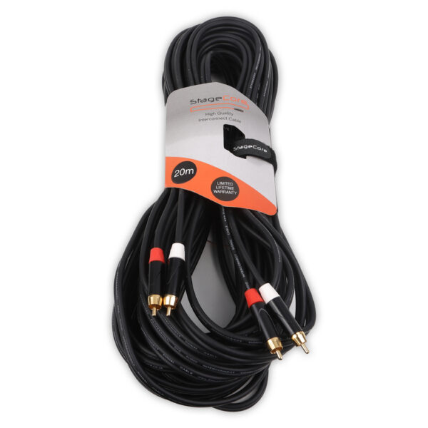 StageCore iCORE250LU20 2x Male RCA Plugs - 2x Male RCA Phono Plugs, Professional Audio Signal Cable