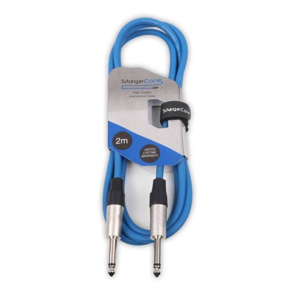 StageCore CORE100LU2-BL StageCore Pre-made 6.35mm-6.35mm Mono Jack Instrument Cable, LU2, BLUE