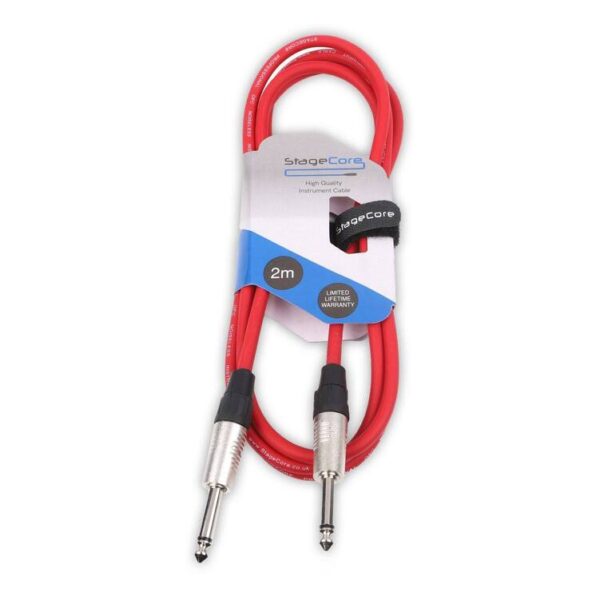 StageCore CORE100LU2-RD StageCore Pre-made 6.35mm-6.35mm Mono Jack Instrument Cable, LU2, RED