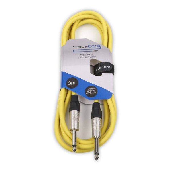 StageCore CORE100LU3YE StageCore Pre-made 6.35mm-6.35mm Mono Jack Instrument Cable, LU3, YELLOW