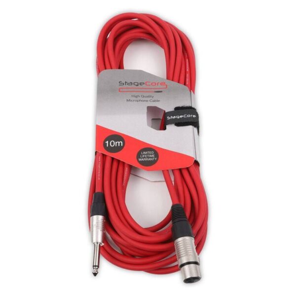 StageCore CORE300LU10RD 6.35mm Mono Jack Plug - Female XLR Connector, Professional Audio Cable