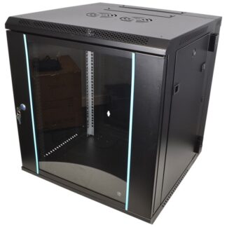 COBRA CWR-1860 Wall Mounting Metal 19" Rack Cabinet Glass Door 18U 600mm Deep, Black, Flat Pack