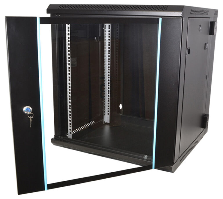 COBRA CWR-960 Wall Mounting Metal 19" Rack Cabinet Glass Door 9U 600mm Deep, Black, Complete Assembled - Image 3