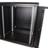 COBRA CWH-960 Wall Mounting Metal 19" Rack Cabinet, Hinged Back, Glass Door 9U 600mm Deep, Black, Complete Assembly - Image 3