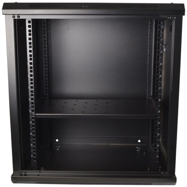 COBRA CWR-1245 Wall Mounting Metal 19" Rack Cabinet Glass Door 12U 450mm Deep, Black, Complete Assembled - Image 3