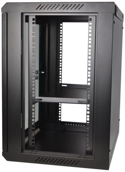 COBRA CWR-1545 Wall Mounting Metal 19" Rack Cabinet Glass Door 15U 450mm Deep, Black, Flat Pack - Image 4