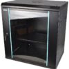 COBRA CWR-1545 Wall Mounting Metal 19" Rack Cabinet Glass Door 15U 450mm Deep, Black, Flat Pack