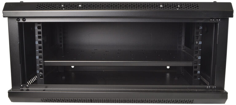 COBRA CWR-445 Wall Mounting Metal 19" Rack Cabinet Glass Door 4U 450mm Deep, Black, Complete Assembled - Image 3