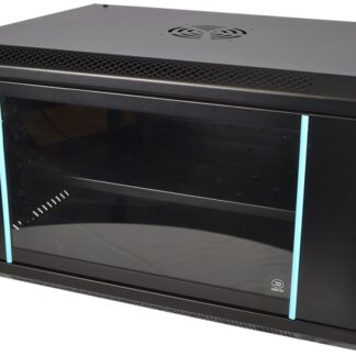 COBRA CWR-645 Wall Mounting Metal 19" Rack Cabinet Glass Door 6U 450mm Deep, Black, Complete Assembled
