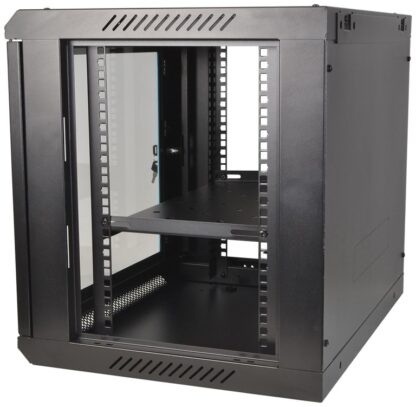 COBRA CWR-945 Wall Mounting Metal 19" Rack Cabinet Glass Door 9U 450mm Deep, Black, Complete Assembled - Image 4