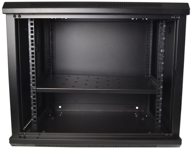 COBRA CWR-945 Wall Mounting Metal 19" Rack Cabinet Glass Door 9U 450mm Deep, Black, Complete Assembled - Image 3