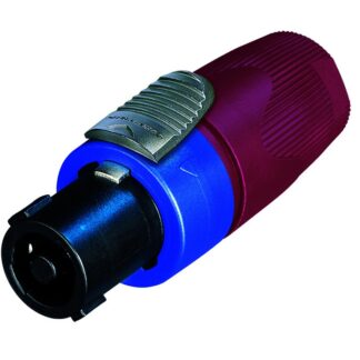 Neutrik NL4FX-2 4 pole cable connector, chuck type strain relief, red bushing