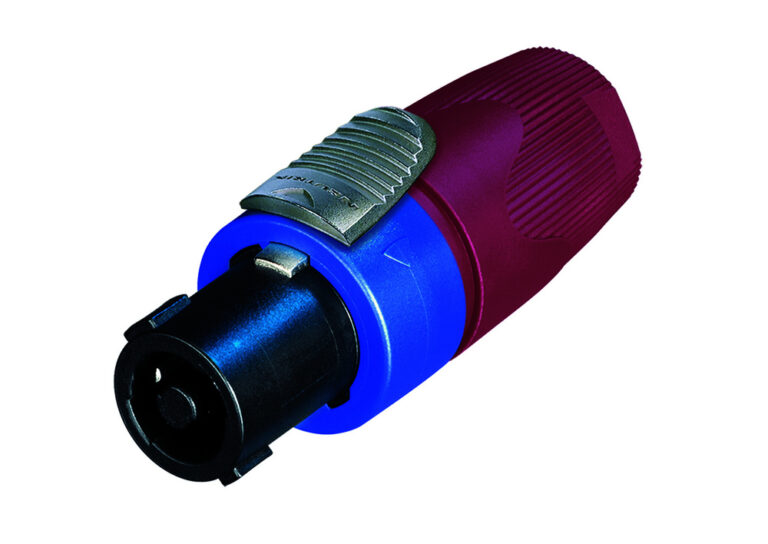 Neutrik NL4FX-2 4 pole cable connector, chuck type strain relief, red bushing