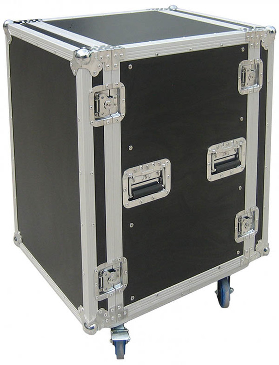 COBRA FC55 19" 16U Standard rack case. 9/10mm plywood.  Depth: 520mm. Lids: 70mm.  W/Wheels