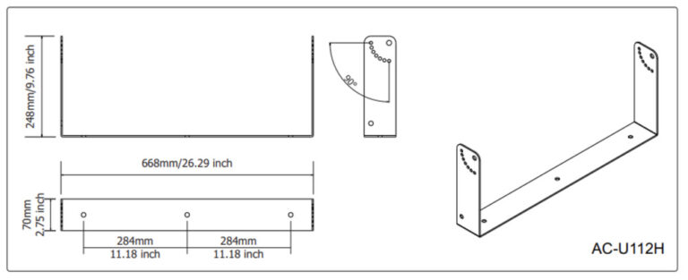 FBT Touring & Install AC-U 110H AC-U 110H - Horizontal Speaker Wall Mount Bracket - Image 2