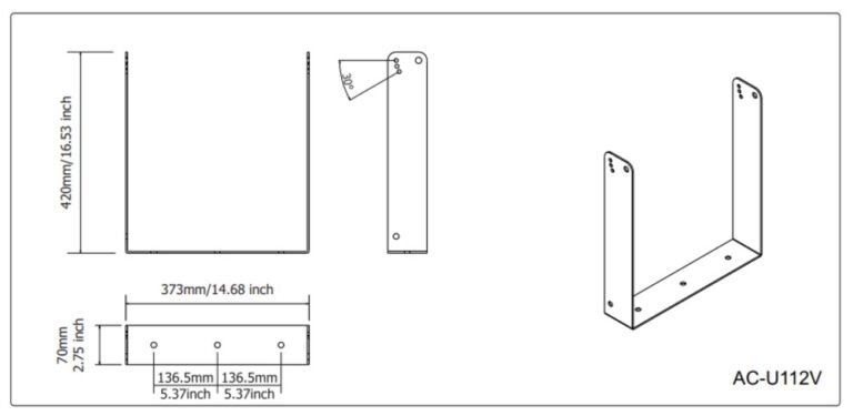 FBT Touring & Install AC-U 110V AC-U 110V - Vertical Speaker Wall Mount Bracket - Image 2