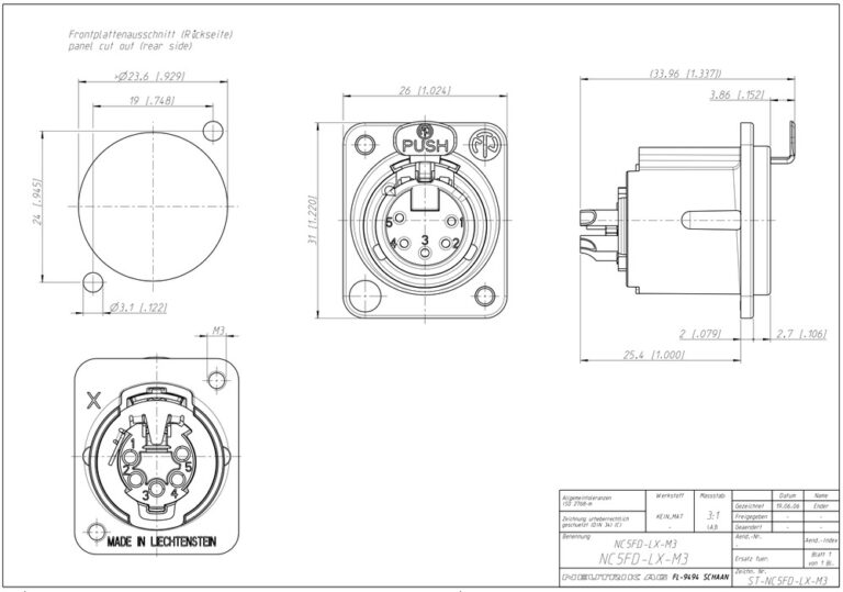 Neutrik NC5FD-LX-M3 5 pole female receptacle - Image 2