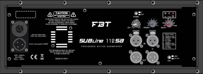 FBT Portable Sound SUBLINE 112SA Processed Bass reflex Active Subwoofer - 12" - 700Wrms BLACK - Image 3