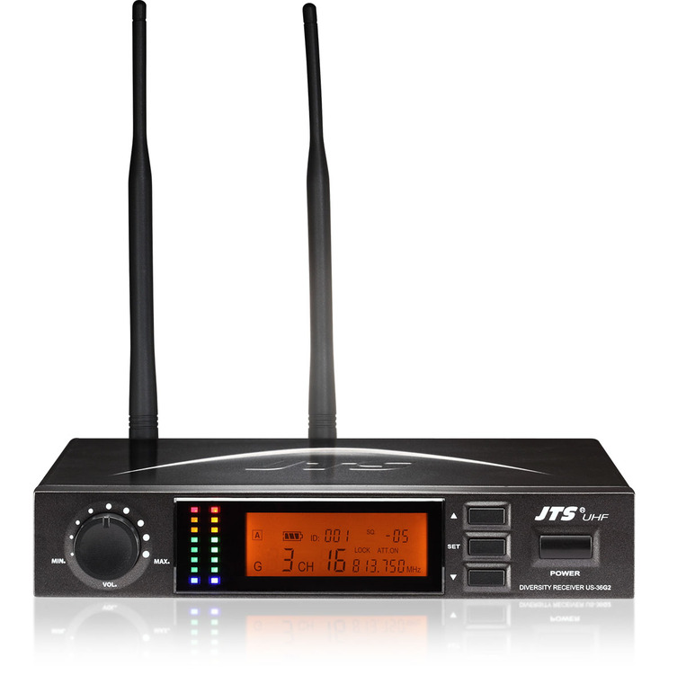 JTS US-36G2  UHF PLL Single Channel True Diversity Wireless Receiver, 606-642MHz