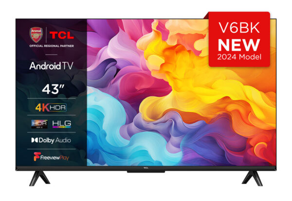 TCL 43V6BK, 109.2 cm (43"), 3840 x 2160 pixels, LED, Smart TV, Wi-Fi, Titanium