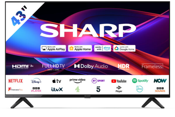 Sharp 2T-C43GD2225K, 109.2 cm (43"), 1920 x 1080 pixels, LED, Smart TV, Wi-Fi, Black