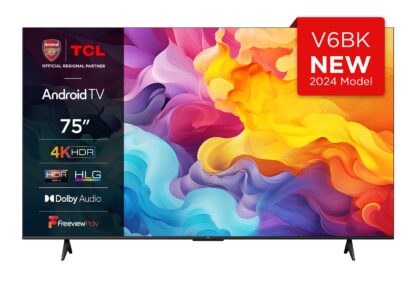 TCL 75V6BK, 190.5 cm (75"), 3840 x 2160 pixels, LED, Smart TV, Wi-Fi, Titanium