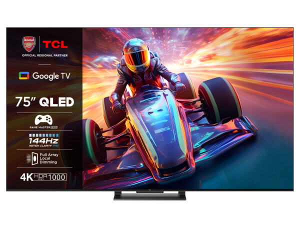 TCL C74 Series 75C745K, 190.5 cm (75"), 3840 x 2160 pixels, QLED, Smart TV, Wi-Fi, Black